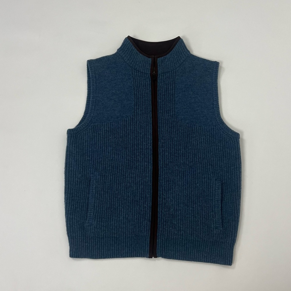 Blue knit rib merino wool sweater vest by L.L bean